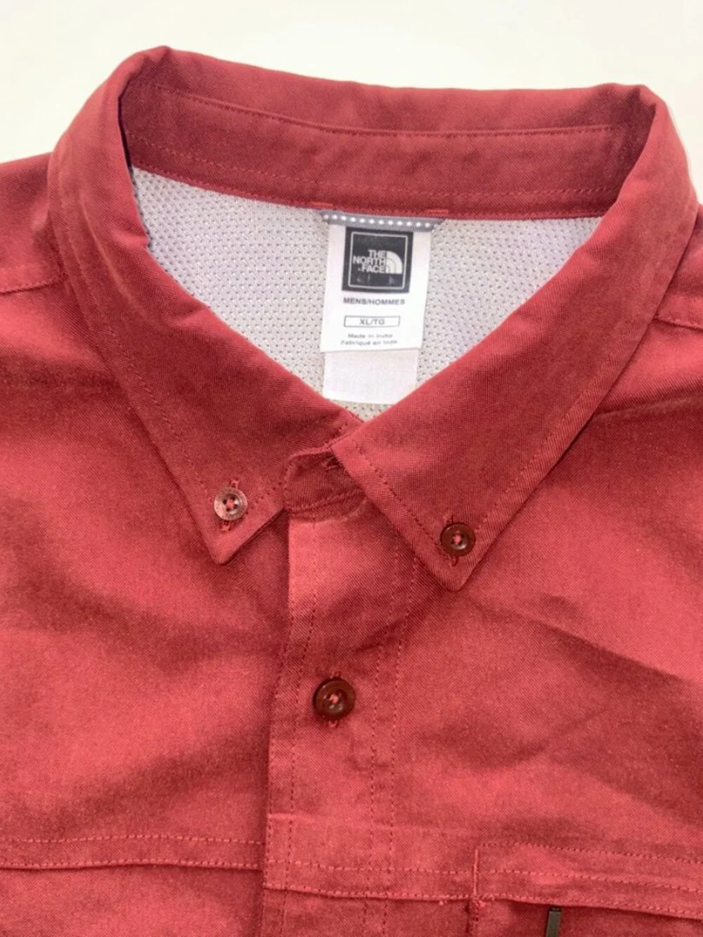 Men's The North Face Long Sleeve Collared Zipper Pocket Nantucket Red XL